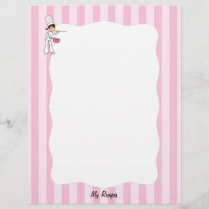 Pages de recette du chef mignon pour le Classeur