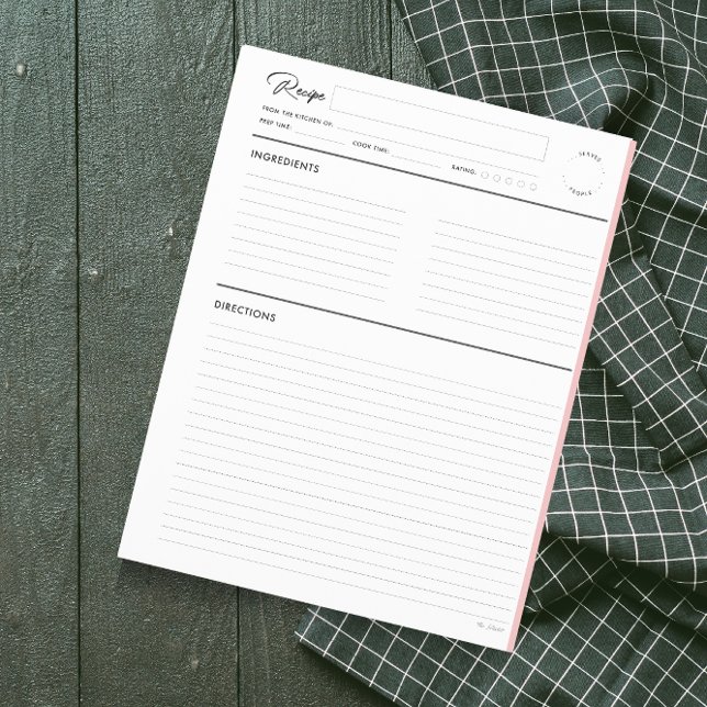 Pages de recette lin moderne au format lettre blan (Créateur téléchargé)