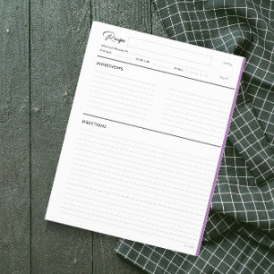 Pages de recette lin moderne en format lettre viol