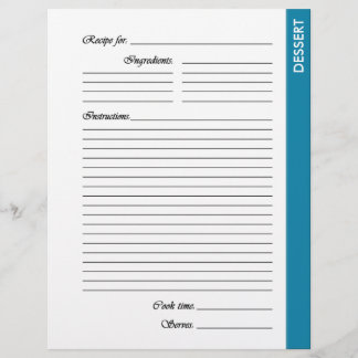 Pages de recette recto recto bleu DESSERT