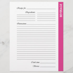 Pages de recette recto recto-verso Pink BEVERAGE