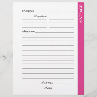 Pages de recette recto recto-verso Pink BEVERAGE