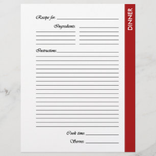 Pages de recette recto-verso de DINNER rouge