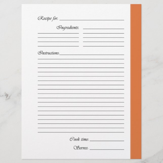 Pages de recette recto verso orange (Devant)
