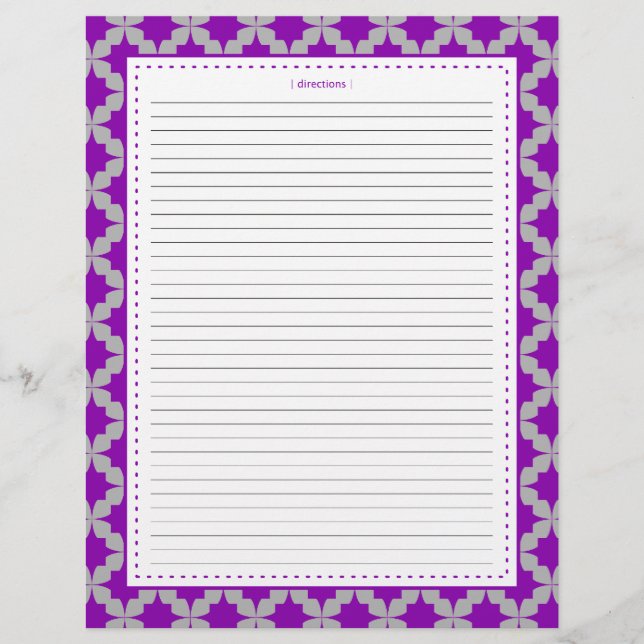 Pages de recette supplémentaires Purple Retro Star (Devant)