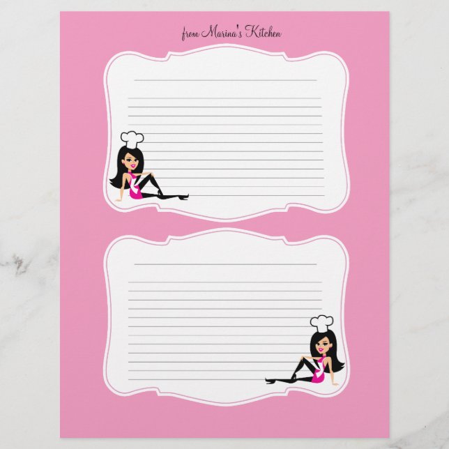 Pages de recettes d'art pour le chef mignon pour l (Devant)