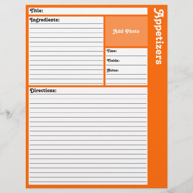 Pages de recettes liées (orange) (Devant)