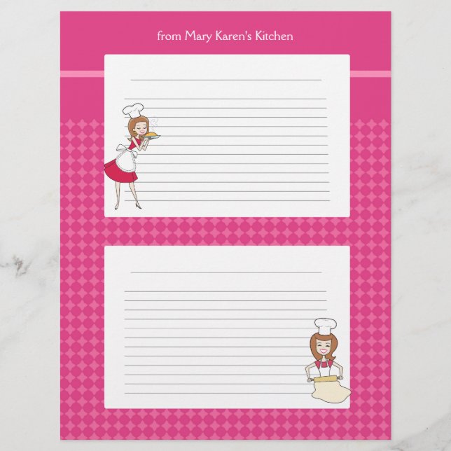 Pages de recettes personnalisées mignonnes (Devant)