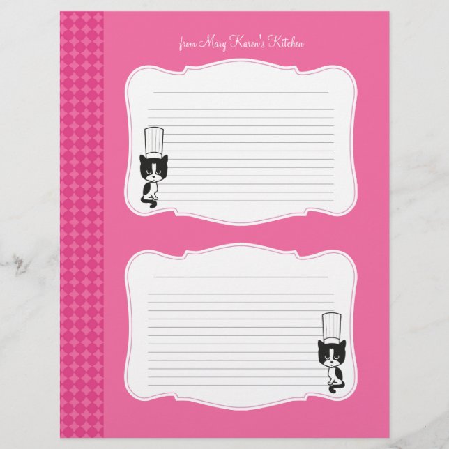 Pages de recettes personnalisées mignonnes (Devant)