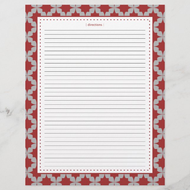 Pages de recettes supplémentaires étoile rétro rou (Devant)