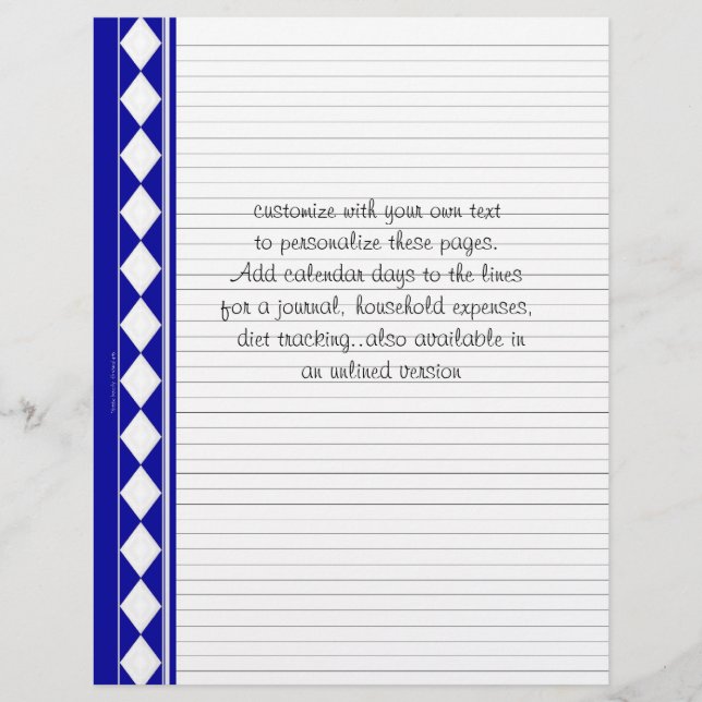 pages en losange bleu, personnaliser avec votre pr (Devant)