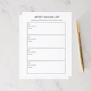 Pages Liste de diffusion de l'artiste