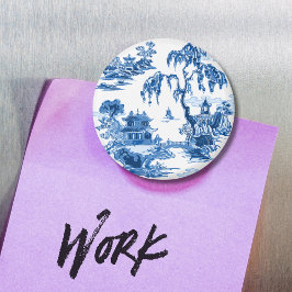 Pagoda Garden in Blue Porcelain Magnet