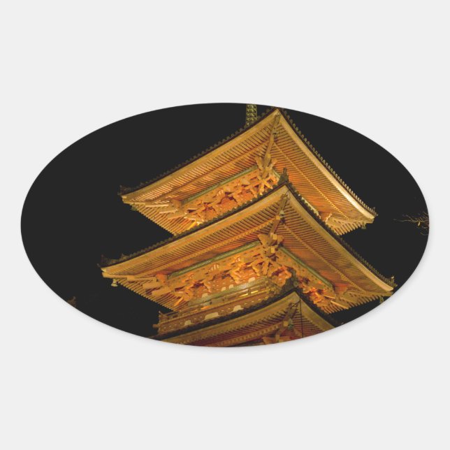Pagoda Japan Kyoto Ovaler Aufkleber (Vorderseite)