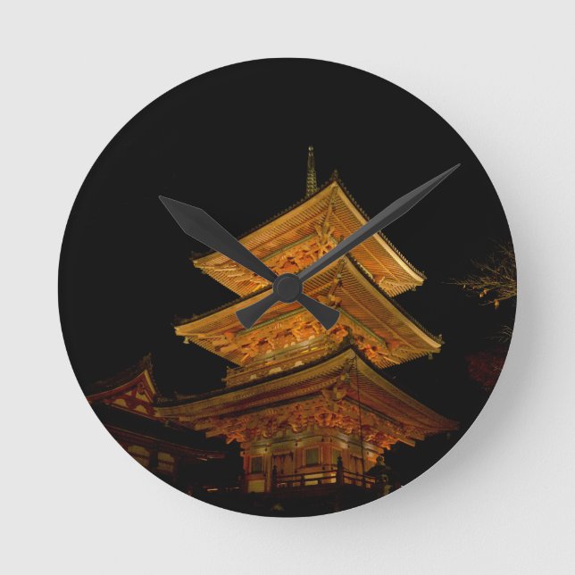 Pagoda Japan Kyoto Runde Wanduhr (Vorderseite)