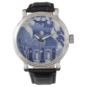 Pagoda-Uhr mit schwarzem Band Armbanduhr
