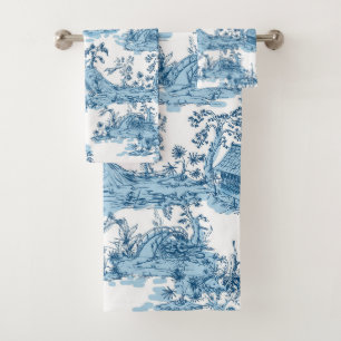 Pagode bleue vintage et blanche Chinoiserie