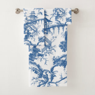 Pagode bleue vintage et blanche Chinoiserie