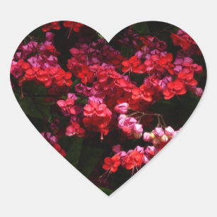 Pagode Blume farbenfroh rot und rosa Herz-Aufkleber