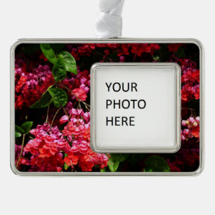 Pagode Blume farbenfroh rot und rosa Rahmen-Ornament Silber