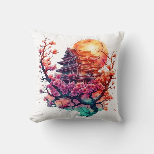 Pagode & Blüten Kissen (Vorderseite)