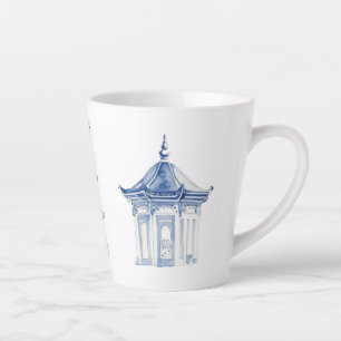 Pagode Chinoiserie Blau-Weiße Latte-Tasse Milchtasse