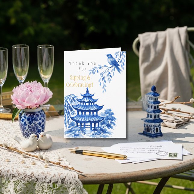 Pagode florale chinoiserie bleue Merci (
Blue Chinoiserie Pagoda floral Thank You)