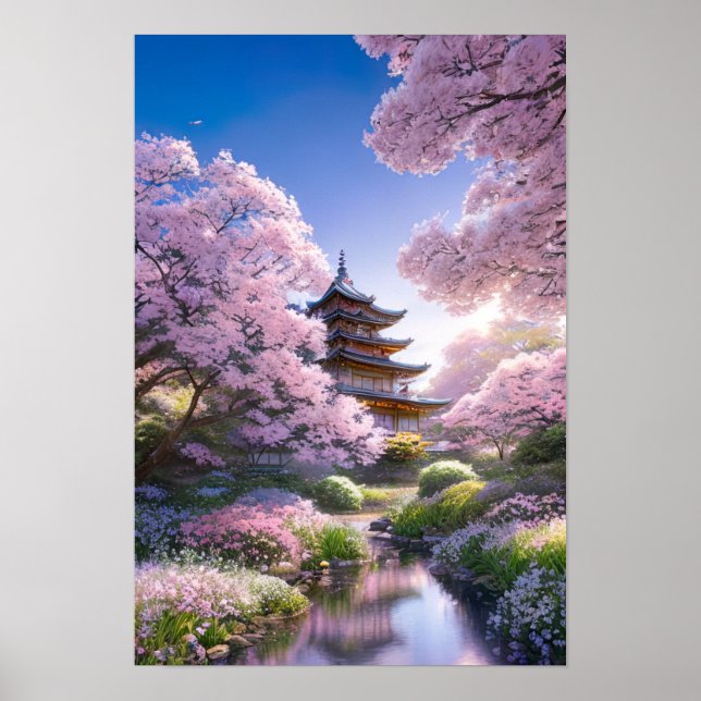 Pagode in Bloom Poster (Vorne)