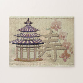 Pagode Rose Mixed Media Oriental