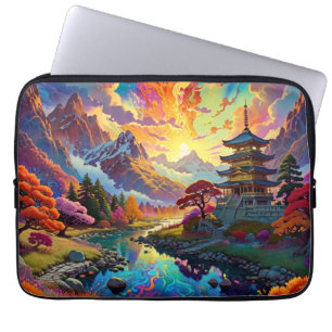 Pagode und farbenfrohe Landschaft Elektronik-Beute Laptopschutzhülle