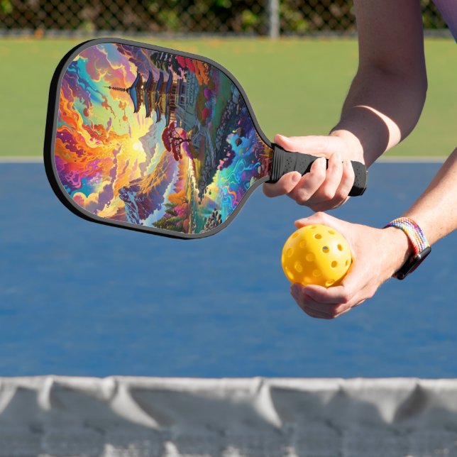 Pagode und farbenfrohe Landschaft Pickleball Schläger (InSitu)