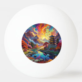 Pagode und farbenfrohe Landschaft Ping Pong Ball Tischtennisball