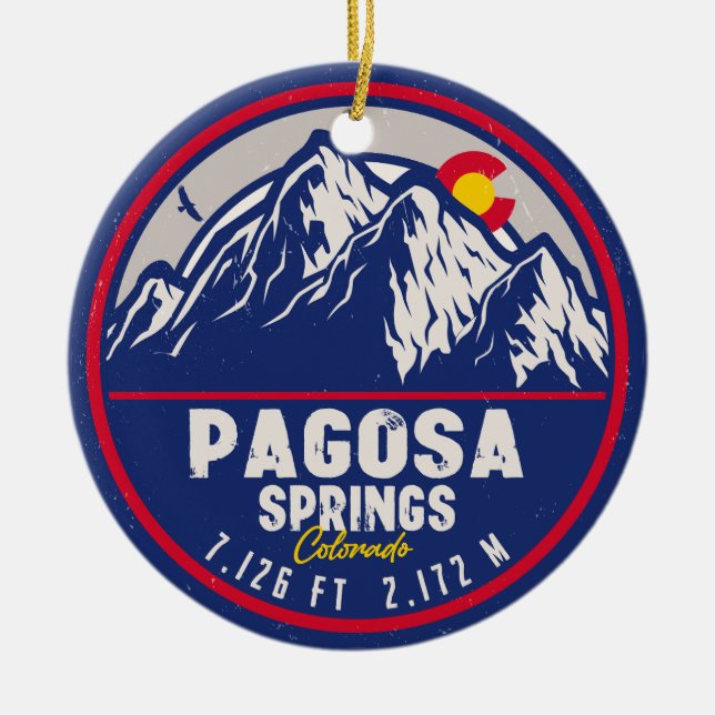 Pagosa Springs Colorado Retro Sunset Mountain Keramik Ornament (Vorne)