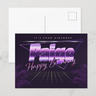 Paige Name Vorname lila Postkarte Geburtstag