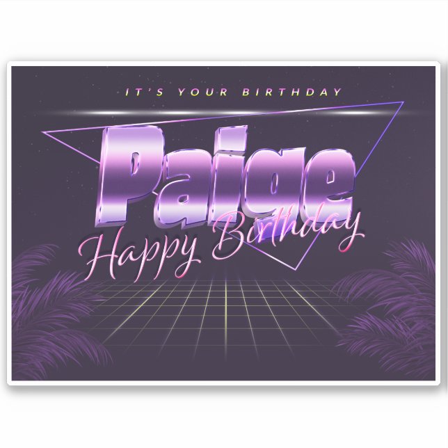 Paige Name Vorname lila retro Sticker Geburtstag (Vorderseite)