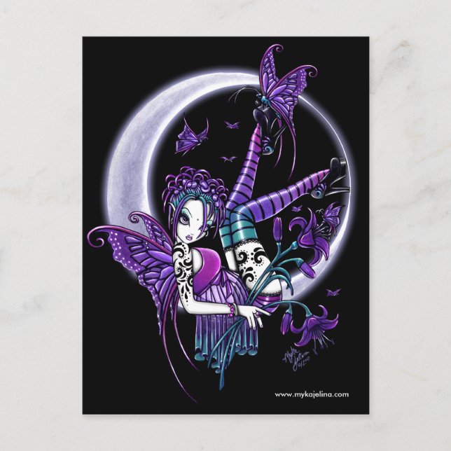 Paige Tattoo Lune Fleur Carte Postale (Devant)