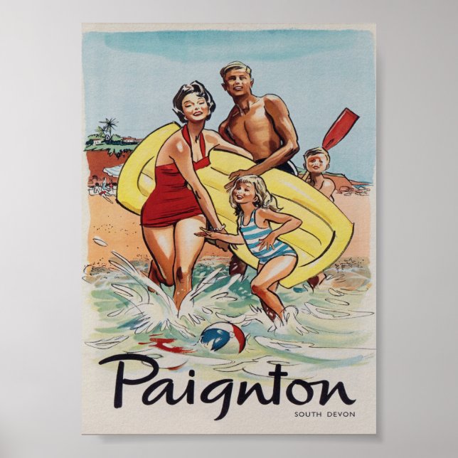 Paignton United Kingdom Vintage Travel Poster (Vorne)