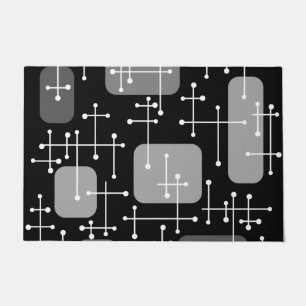 Paillasson 1950 Eames Era Art Crosshairs Black White