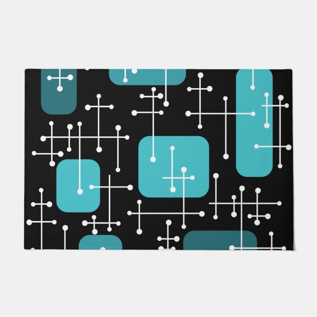 Paillasson 1950 Retro Art Crosshairs Black Turquoise (Devant)