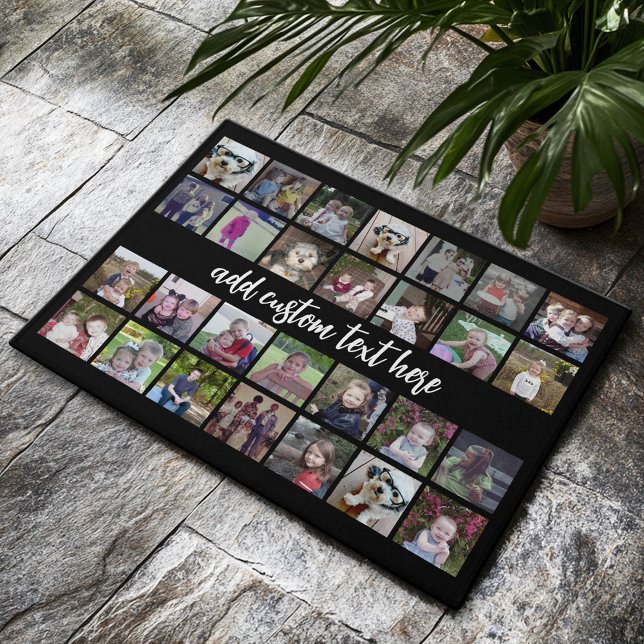 Paillasson 28 Grille de collage photo - Texte de script - noi (Custom Welcome Mat)