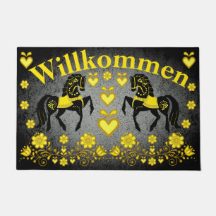 Paillasson 2 Folk Friesian, or/argent Willkommen, bienvenue