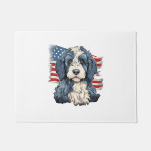 Paillasson 4 juillet T-shirt pour chien Bernedoodle Drapeau a