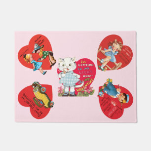 Paillasson 5 jolis cœurs d'amour rétro vintage pour la Saint-