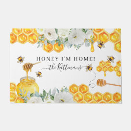 Paillasson Abeille Bourdon à nid d'abeille floral | Monogramm