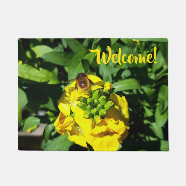 Paillasson Abeille sur Fleurs Jaunes (Devant)