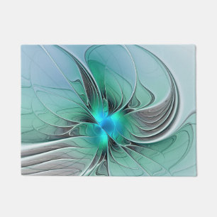 Paillasson Abstrait De Bleu, Art Fractal Moderne