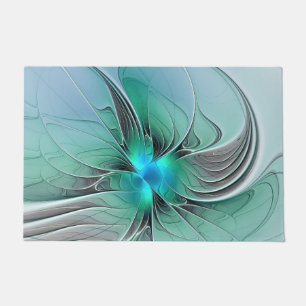 Paillasson Abstrait De Bleu, Art Fractal Moderne