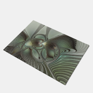 Paillasson Abstrait Olive Sage Green Grey Fractal Art Imagina