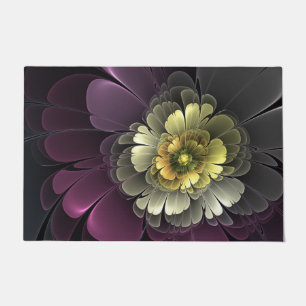 Paillasson Abstrait Purpur moderne Khaki Gris Fleur fractale 