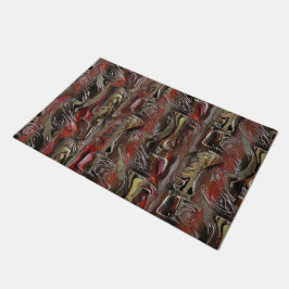 Paillasson Abstrato entalhado em mogno e vermelho escuro